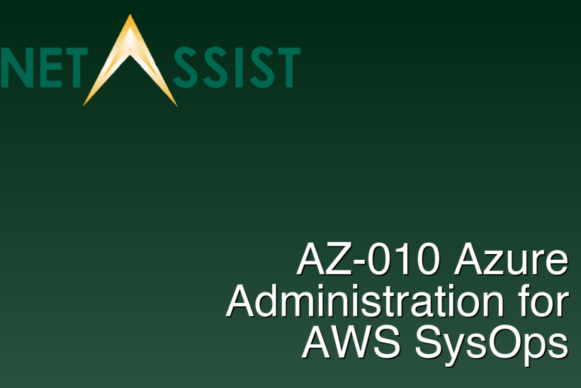 AZ-010 Azure Administration for AWS SysOps